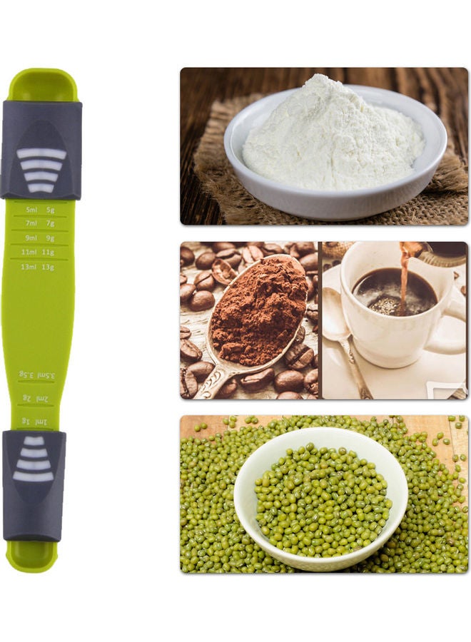 Adjustable Measuring Spoons  8 Scales Gram Milliliter Measuring Spoon Coffee Powder Spoon Suitable for Kitchen Household Green