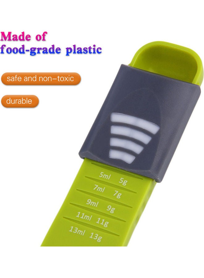 Adjustable Measuring Spoons  8 Scales Gram Milliliter Measuring Spoon Coffee Powder Spoon Suitable for Kitchen Household Green
