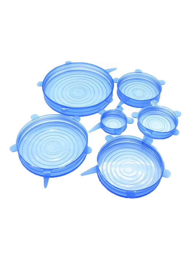 Generic 6pcs Silicone Stretch Lids Reusable Lids Fit Various Sizes Food Saving Covers for Cups Bowls Cans Translucent Blue 21*4*21cm  - Image 2