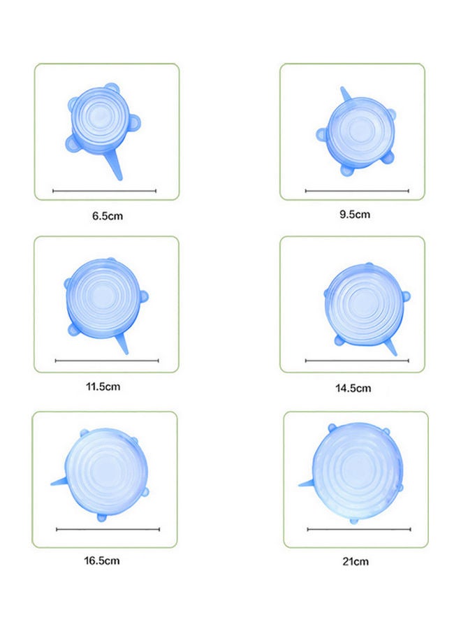 Generic 6pcs Silicone Stretch Lids Reusable Lids Fit Various Sizes Food Saving Covers for Cups Bowls Cans Translucent Blue 21*4*21cm  - Image 4