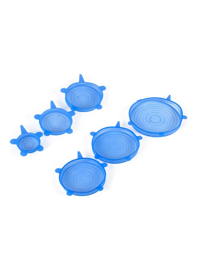 Generic 6pcs Silicone Stretch Lids Reusable Lids Fit Various Sizes Food Saving Covers for Cups Bowls Cans Translucent Blue 21*4*21cm  - Image 3