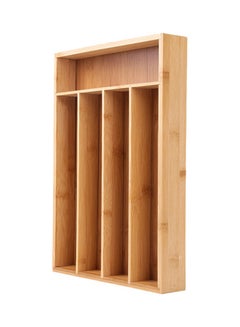 Bamboo Kitchen Drawer Organizer Bamboo Flatware Organizer with 5 Compartments Bamboo Cutlery Tray Utensil Holder Khaki 37*6.5*26.5cm