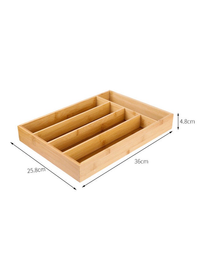 Generic - Bamboo Kitchen Drawer Organizer Bamboo Flatware Organizer with 5 Compartments Bamboo Cutlery Tray Utensil Holder Khaki 37*6.5*26.5cm - Image 1