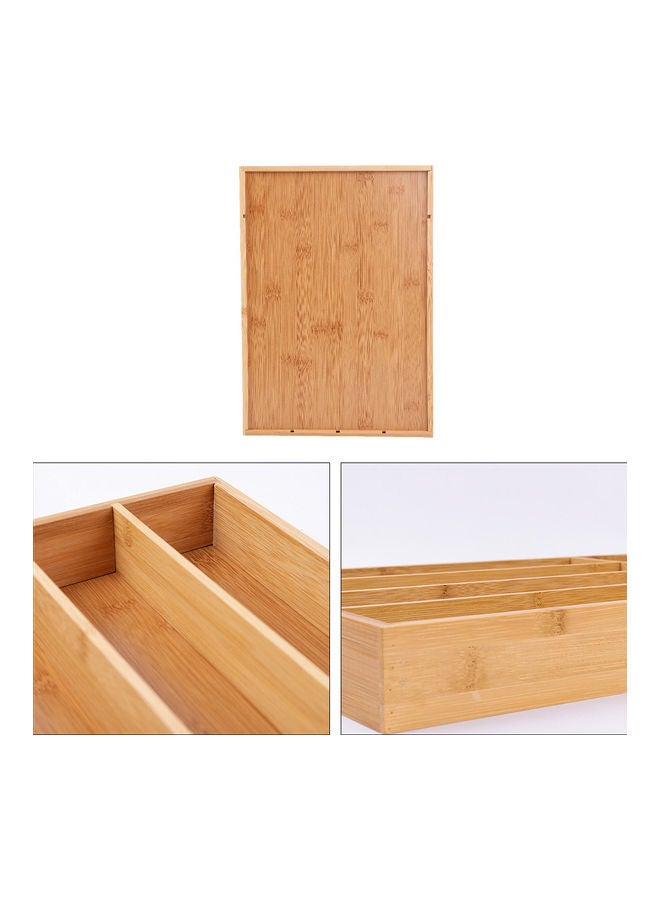 Generic - Bamboo Kitchen Drawer Organizer Bamboo Flatware Organizer with 5 Compartments Bamboo Cutlery Tray Utensil Holder Khaki 37*6.5*26.5cm - Image 1