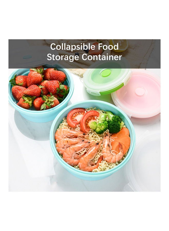 فلفيت Assorted Collapsible Food Storage Container With Lid Silicone Bento Lunch Boxes 4 Pack Outdoor Picnic Box Blue Blue Blue 14.5cm  - Image 3