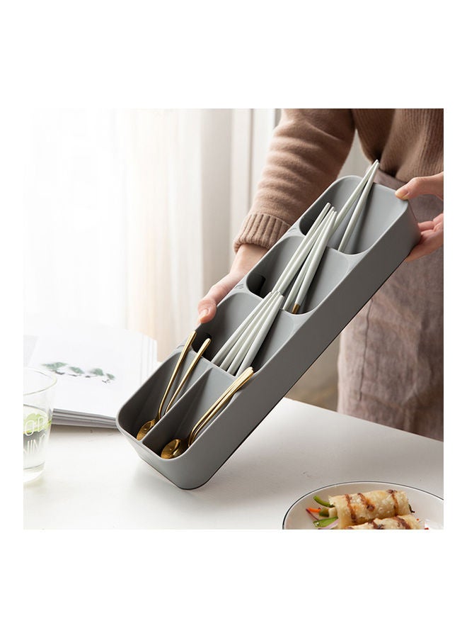 Cutlery Organizer Tray Silverware Storage Case Kitchen Drawer Organizer Individual Compartments for Forks Knives Spoons Grey 39.6*5.5*11cm - Image 4