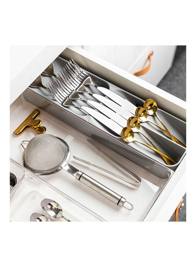 Cutlery Organizer Tray Silverware Storage Case Kitchen Drawer Organizer Individual Compartments for Forks Knives Spoons Grey 39.6*5.5*11cm - Image 5