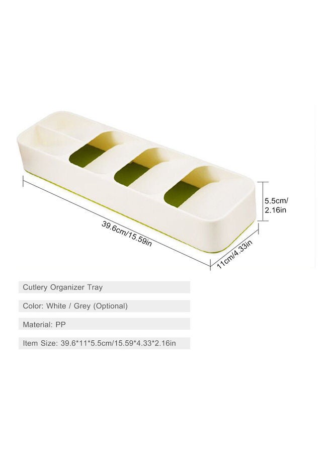 Cutlery Organizer Tray Silverware Storage Case Kitchen Drawer Organizer Individual Compartments for Forks Knives Spoons White 39.6*5.5*11cm  - Image 2