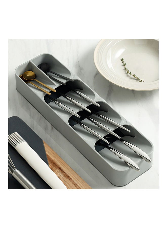Cutlery Organizer Tray Silverware Storage Case Kitchen Drawer Organizer Individual Compartments for Forks Knives Spoons Grey 39.6*5.5*11cm - Image 3