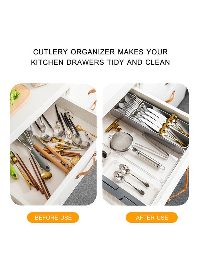 Cutlery Organizer Tray Silverware Storage Case Kitchen Drawer Organizer Individual Compartments for Forks Knives Spoons White 39.6*5.5*11cm  - Image 4
