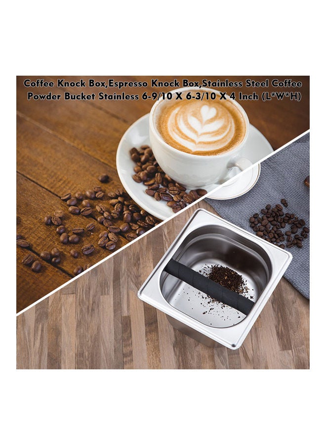Generic - Coffee Knock Box,Espresso Knock Box,Stainless Steel Coffee Powder Bucket Stainless 6-9/10 X 6-3/10 X 4 Inch (L*W*H) Silver 16.4*9.8*16.4cm - Image 1