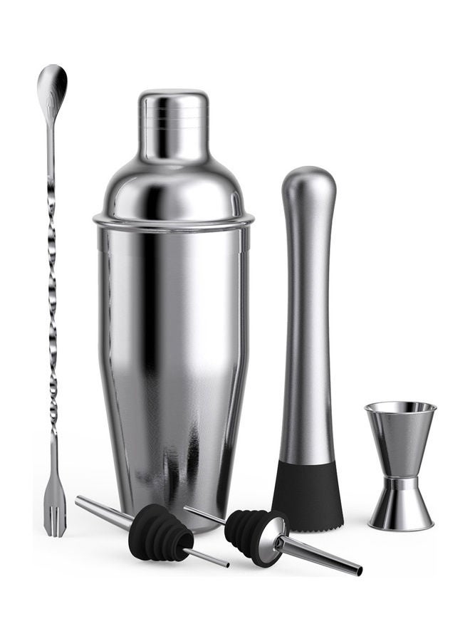 Generic 6pcs Cocktail Set Boston Shaker Mixer Stainless Steel Drink Making Tool Kit for Home Bar Use multicolour 27.5*9.7*12.5cm  - Image 1