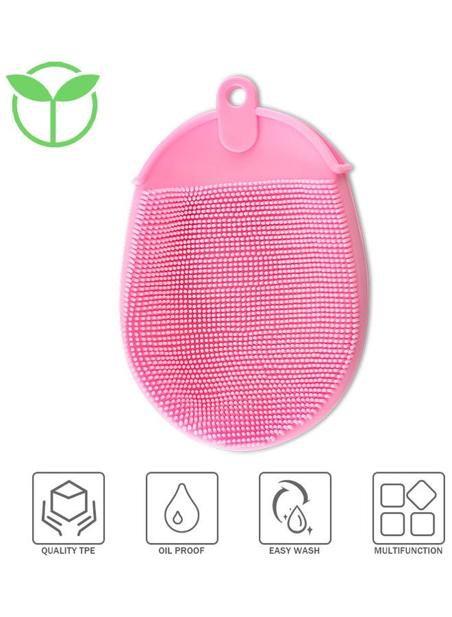 Cleaning Brush Gloves Premium TPE Dishwashing Gloves Fruit Vegetable Clean Scrubber Reusable Brush for Dishes Kitchen Bathroom Easy Storage Pink 15.1*3*10.4cm - Image 1