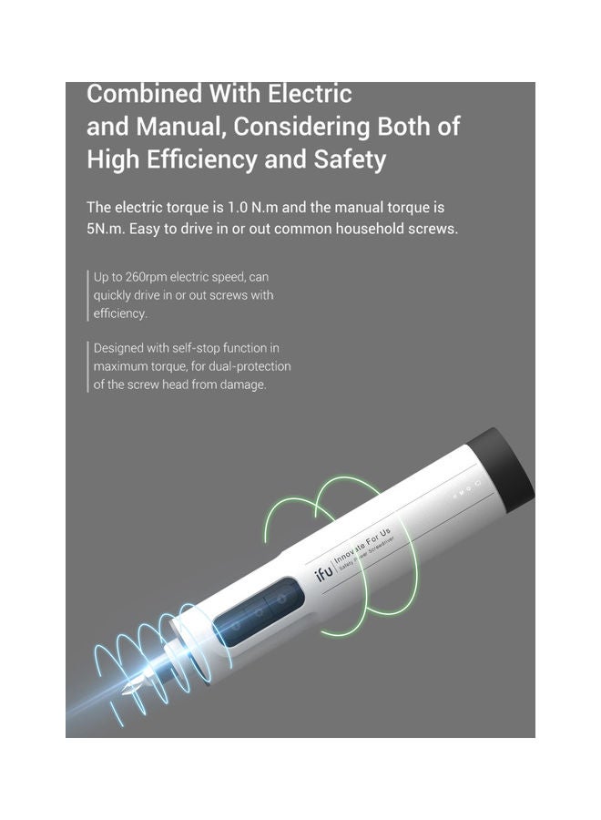 Generic iFu 6.3mm LED Electric Screwdriver Set White 18.50 x 3.70 x 7cm  - Image 4