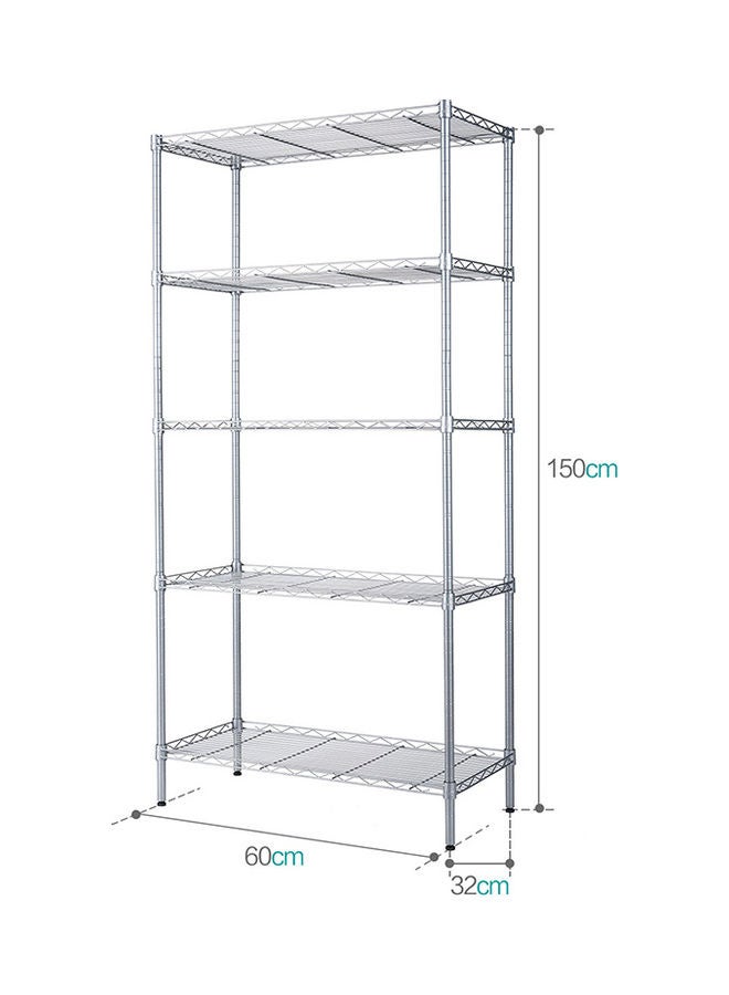 رف سلكي مكون من 5 أرفف رمادي 60x32x150سم - Image 2