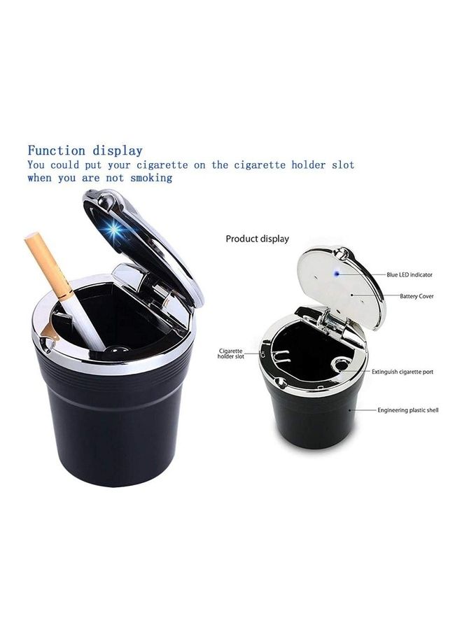 Generic Car Ashtray with Lid Portable Smokeless Ash Holder with Blue LED Light  - Image 2