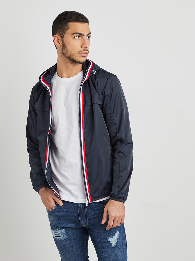 Red Tape Taping Detail Bomber Jacket Navy Blue - Image 3