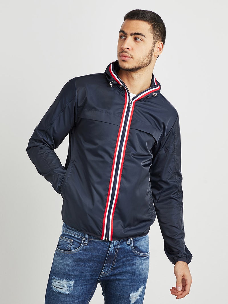 Red Tape Taping Detail Bomber Jacket Navy Blue - Image 1