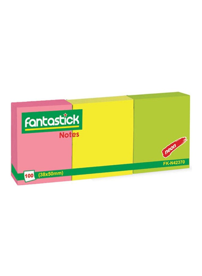 فانتاستيك مجموعة أوراق ملاحظات لاصقة من 3 ألوان مكونة من 12 قطعة (1.5x2) طراز FK-N42370 متعدد الألوان