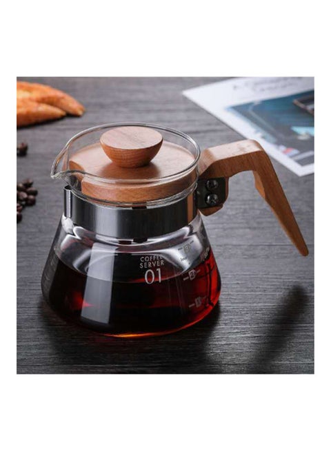 Coffee Pot With Wooden Handle Clear 400ml