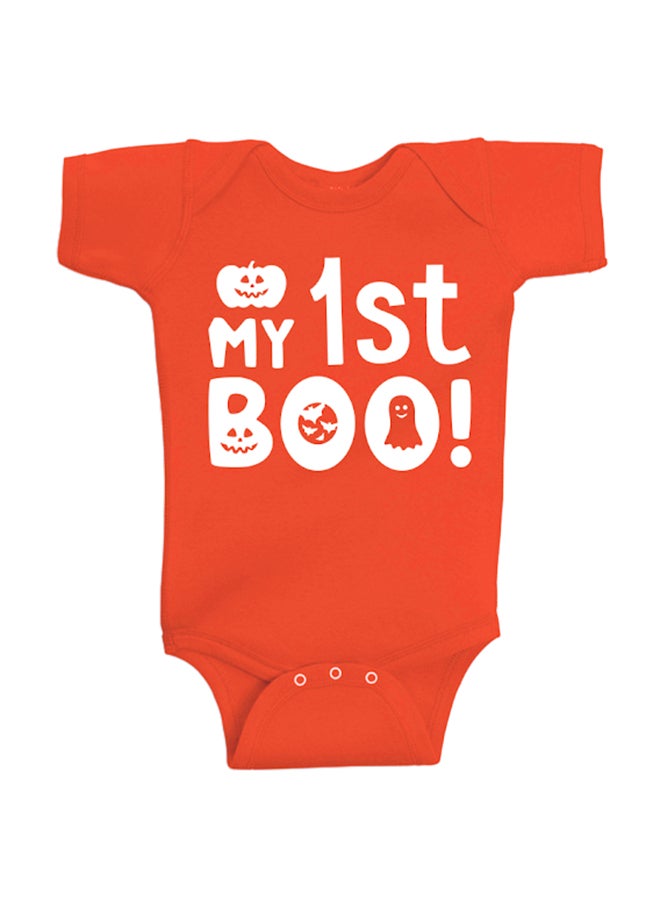 Twinkle Hands My 1st Boo Printed Bodysuit Orange - Image 1