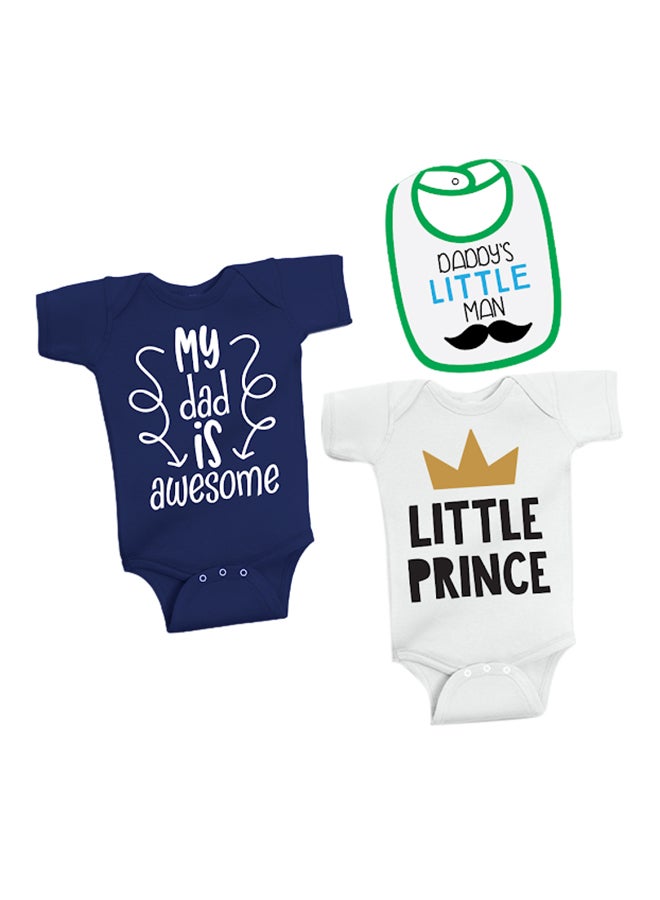 Twinkle Hands 2-Piece Printed Bodysuit With Bib White/Blue - Image 1
