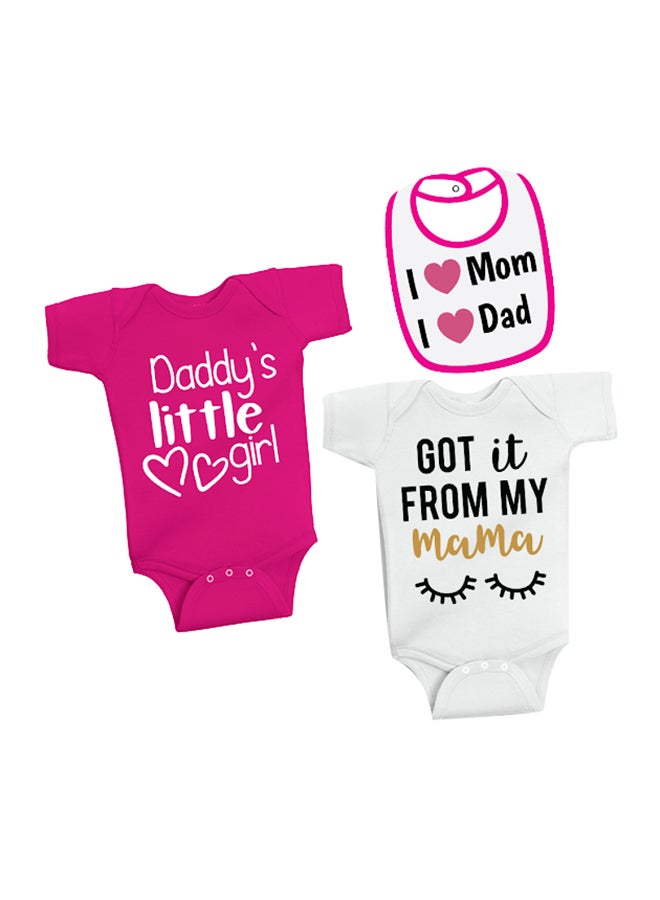 Twinkle Hands 2-Piece Printed Bodysuit With Bib Pink/White - Image 1