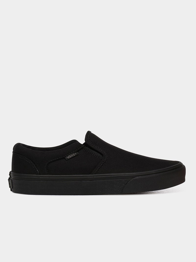 VANS Asher Solid Casual Slip-Ons Black  - Image 3