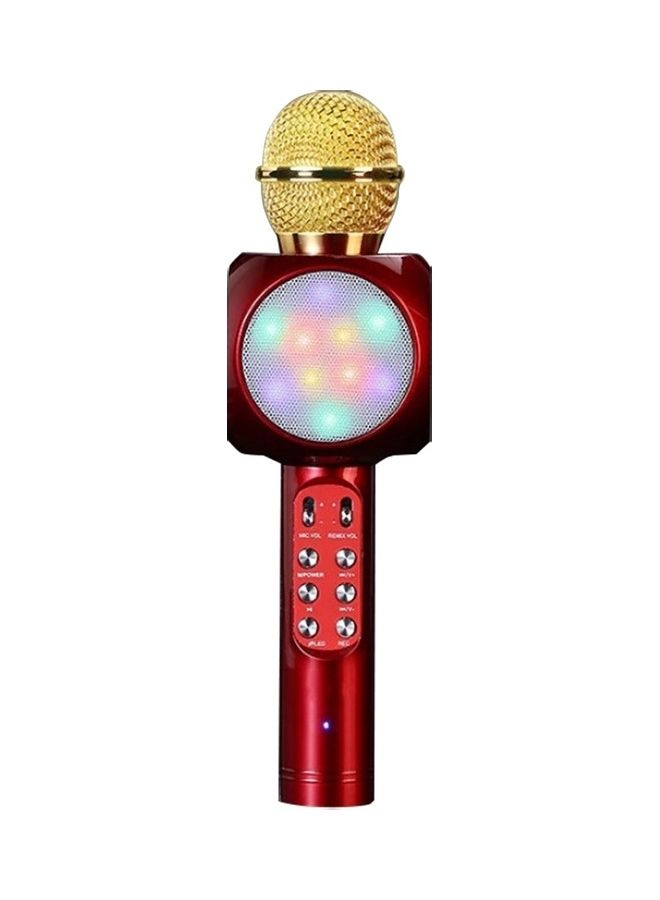 Home Karaoke Wireless Bluetooth Colorful LED Speaker Condenser Microphone Mic XDY37716 Red - Image 1