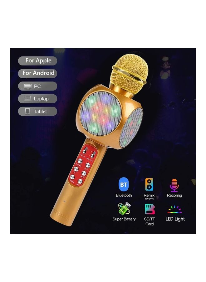 Home Karaoke Wireless Bluetooth Colorful LED Speaker Condenser Microphone Mic XDY37716 Red - Image 2