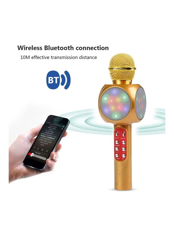 Home Karaoke Wireless Bluetooth Colorful LED Speaker Condenser Microphone Mic XDY37717 White  - Image 4