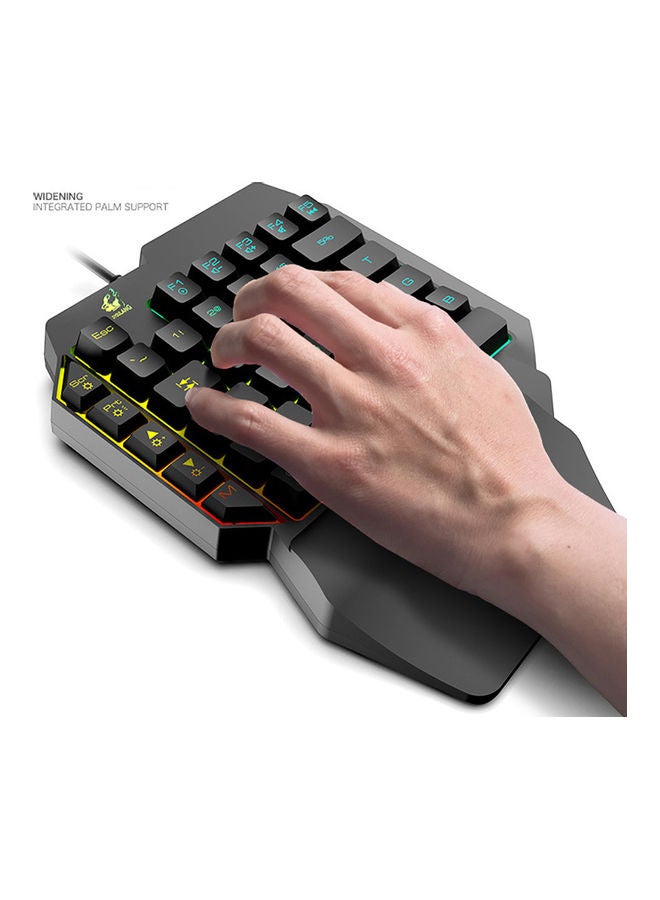 لوحة مفاتيح ألعاب آلية K15 مريحة وملونة بإضاءة خلفية RGB بيد واحدة للعبة PUBG - سلكية - Image 3