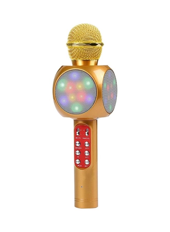 Home Karaoke Wireless Bluetooth Colorful LED Speaker Condenser Microphone Mic XDY37715 Golden - Image 1