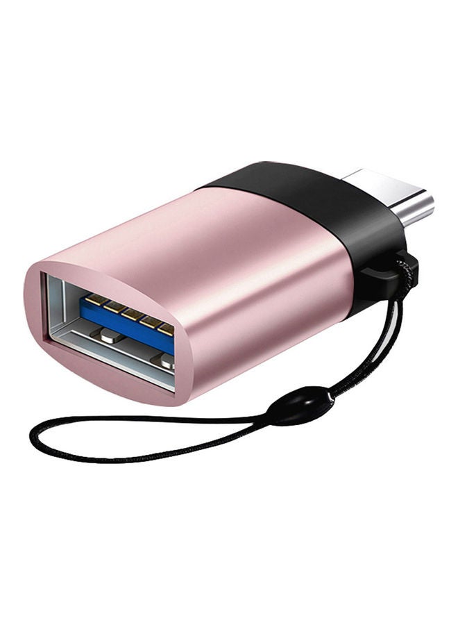 محول OTG بمنفذ Type C ذكر إلى USB 3.0 أنثى ذهبي وردي - Image 1