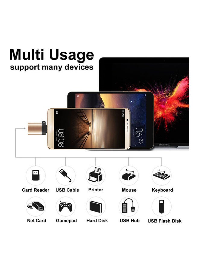 محول OTG بمنفذ Type C ذكر إلى USB 3.0 أنثى ذهبي وردي - Image 4