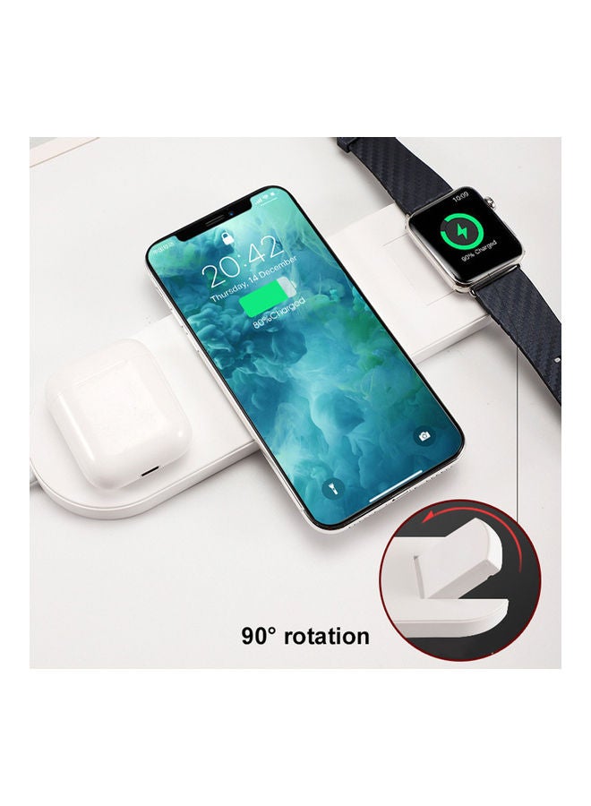 3 in 1 Wireless Charger Charging Pad for iPhone Watch 1/2/3/4 AirPods White  - Image 2