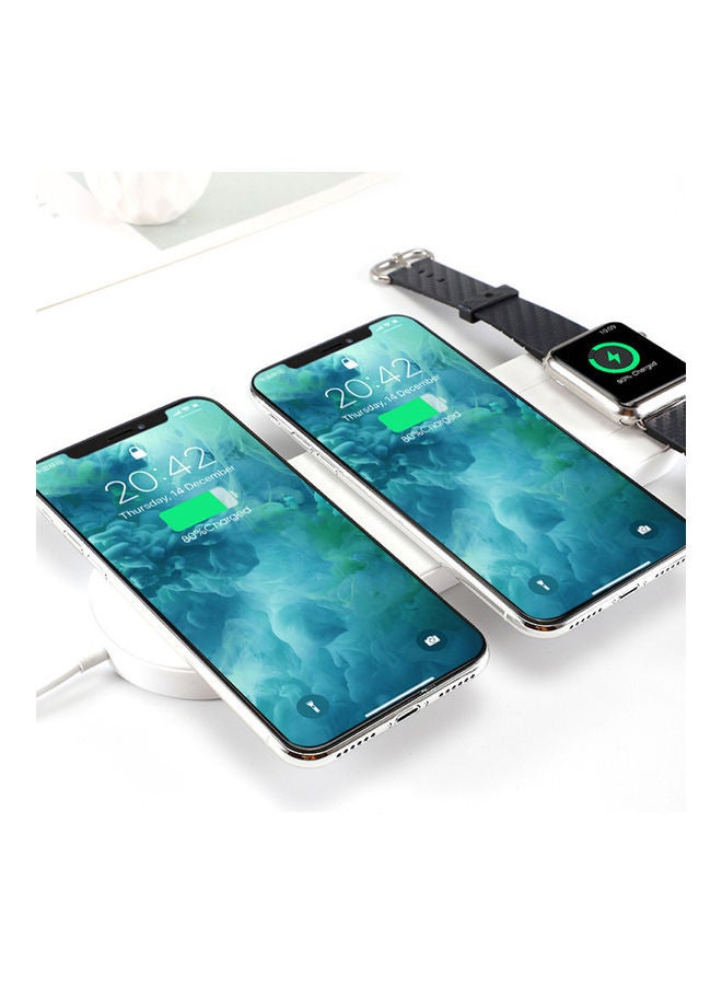 3 in 1 Wireless Charger Charging Pad for iPhone Watch 1/2/3/4 AirPods White  - Image 3