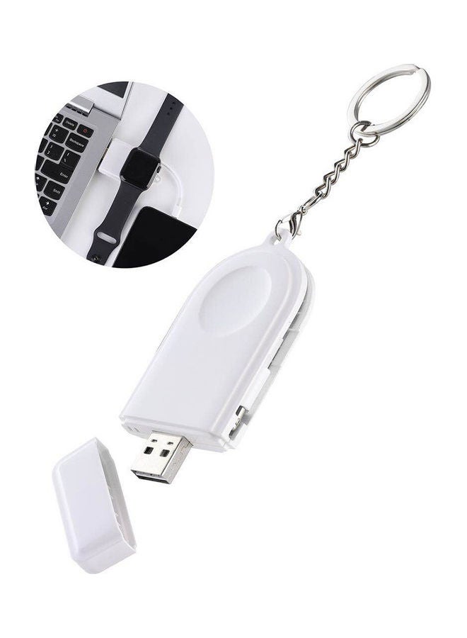 شاحن لاسلكي مغناطيسي محمول 2 في 1 مزود بمنفذ USB لشحن ساعة أبل أبيض - Image 2