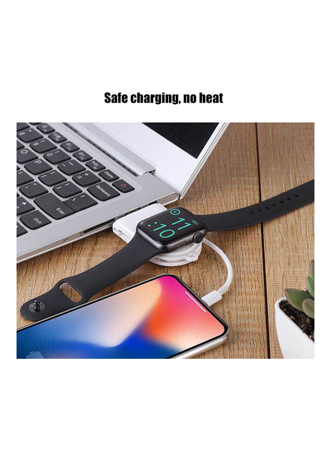 شاحن لاسلكي مغناطيسي محمول 2 في 1 مزود بمنفذ USB لشحن ساعة أبل أبيض - Image 5