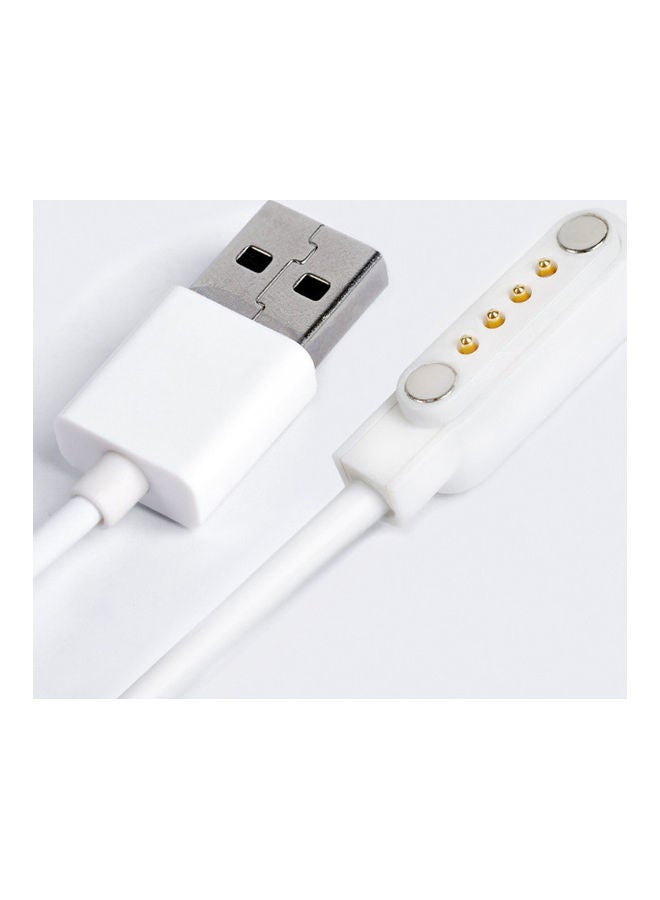 Generic - Universal Portable 4Pin Smart Watch Wireless Charger Rubber Fast Charging Cable White - Image 1