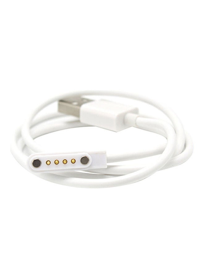 Generic - Universal Portable 4Pin Smart Watch Wireless Charger Rubber Fast Charging Cable White - Image 1