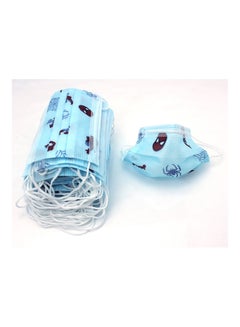 50-pieces Printed Disposable Face Mask for boys Blue Color.