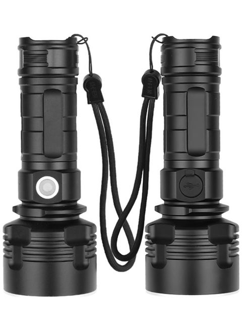 Power Display Strong Lighting Flashlight Black 15x5.8x3.5cm