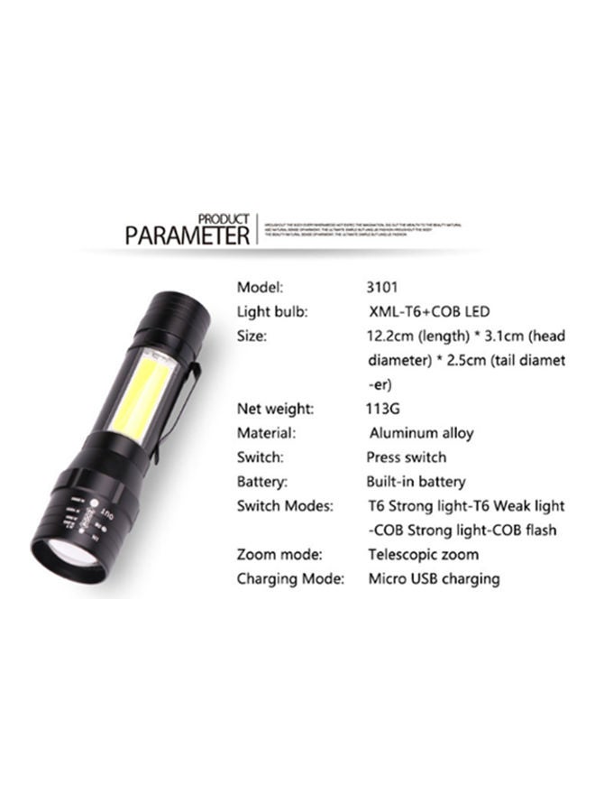 Beauenty USB Rechargeable Zoom Flashlight Black 12.2x3.1x2.5cm - Image 5