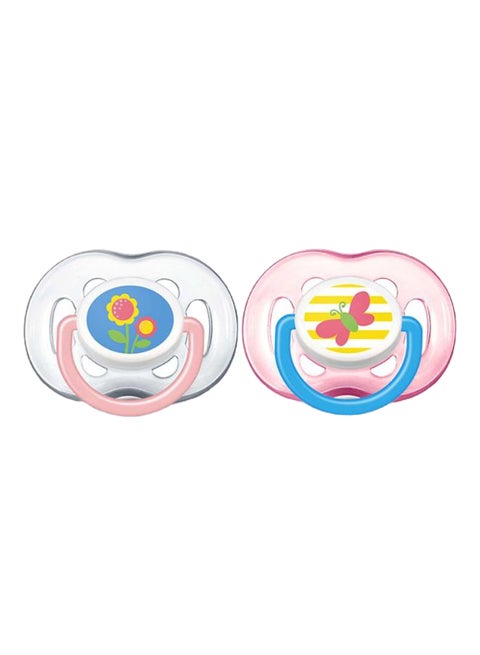 Freeflow Pacifiers, 18+ Months, Pack Of 2 - Pink/Blue/Clear