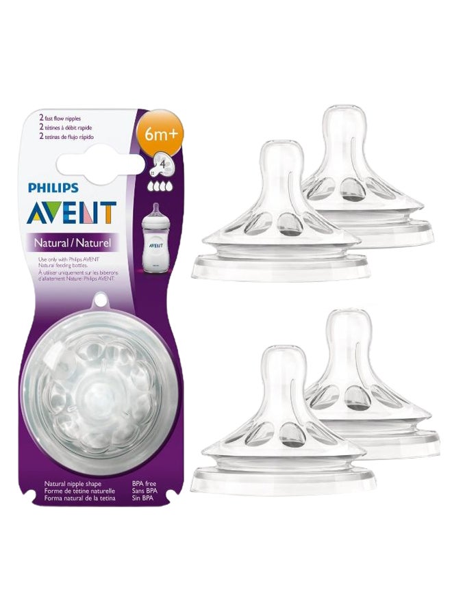Philips Avent Pack Of 4 Natural Fast Flow Nipples - Image 3
