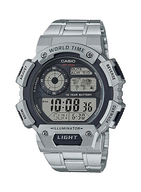 Men's Youth Stainless Steel Digital Wrist Watch AE-1400WHD-1AVDF - 48 mm - Silver