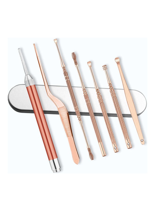 7 Pcs/Set Stainless Steel Earpick Ear Wax Removal Tool Set Glowing Ear Spoon Adult Children Safe Ear Wax Cleaning Tools multicolor 15*15*15cm - Image 1