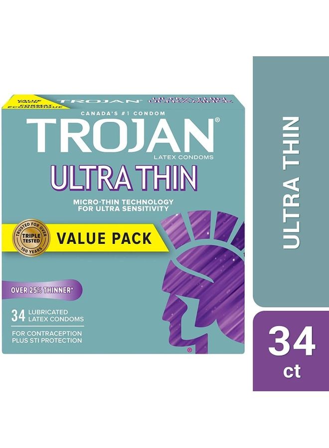 TROJAN Ultra Thin Lubricated Condoms 60 Piece - Image 2