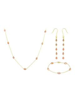 4-Piece 10 Karat Gold Pearls Jewellery Set